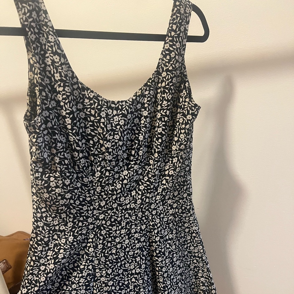 Anna Sui Black and White Floral Mini Dress